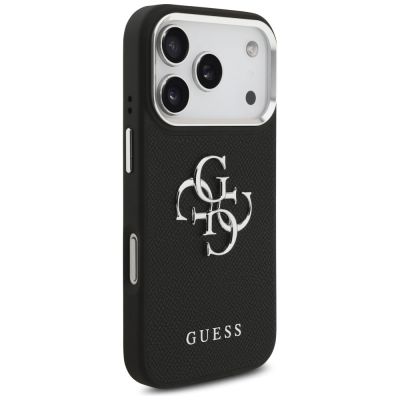4. Guess Grained Big 4G Classic Logo Hülle für iPhone 17 Pro - Schwarz