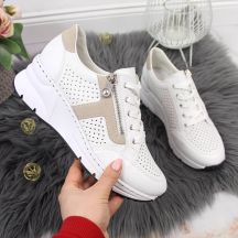 Rieker W N6304-80 white leather wedge shoes