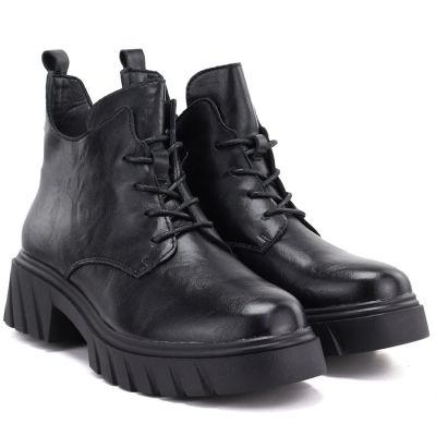 8. Schwarze Damen-Ankle-Boots aus Leder mit Plateausohle, Modell M.Daszyński SFY2502-11ac