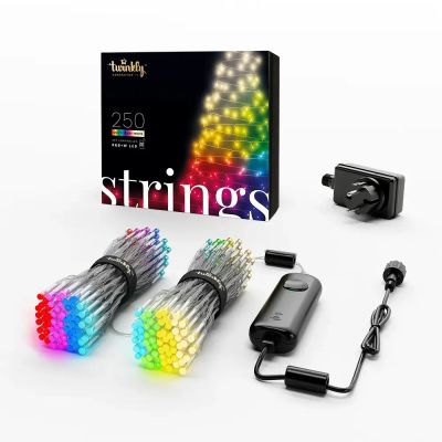 5. Twinkly Strings – 250 RGB+W Lichterkette, transparentes Kabel, Steckertyp F