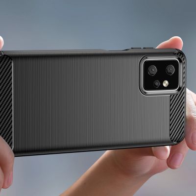 5. Carbon Case für Motorola Moto G Power 2023 flexible Silikon-Carbon-Hülle schwarz