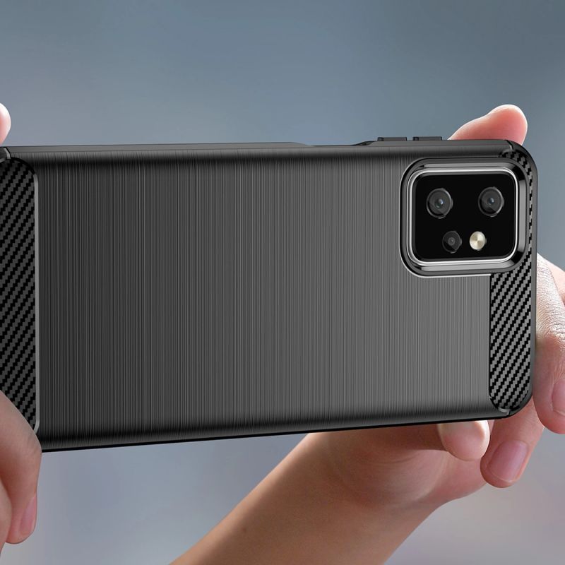5. Carbon Case für Motorola Moto G Power 2023 flexible Silikon-Carbon-Hülle schwarz