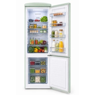 3. Ravanson LKK-315RM Retro-Kühlschrank 597 mm x 707 mm x 1943 mm | 315 l | No Frost | Energieeffizienzklasse E | Mint