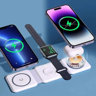 18. Dudao A11N 15W 3in1 induktives Ladegerät - Weiß + USB-C / USB-C-Kabel