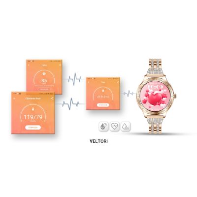18. VELTORI VT350-1 Damen-Smartwatch mit roségoldenem Armband