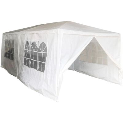 20. Gartenpavillon Cateringzelt PE 6x3M + 6 Wände weiß
