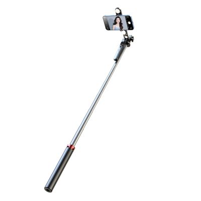 3. Selfie Stick WH181D-Y1S Teleskopstativ 1,75 m aus Aluminiumlegierung mit Dual-Licht und Telefonhalter – Schwarz