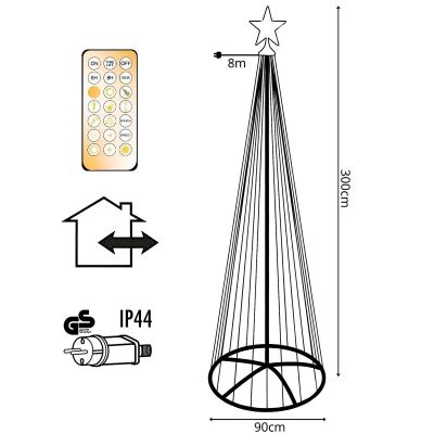 4. Dekorativer Weihnachtsbaum, 550 LEDs, superwarmweiß, 300 cm, schwarz