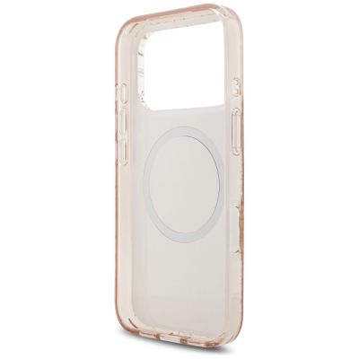 7. Guess IML Flowers Electro Pearl Strap MagSafe Case für iPhone 17 Pro - Rosa