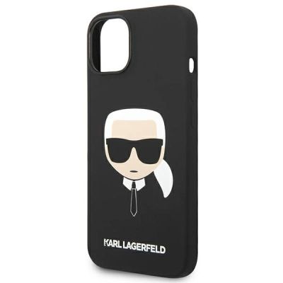 6. Karl Lagerfeld Silikon Karl's Head MagSafe Hülle für iPhone 14 Plus – Schwarz