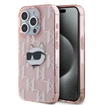 Karl Lagerfeld IML Choupette Head & Monogram Hülle für iPhone 15 Pro Max – Rosa