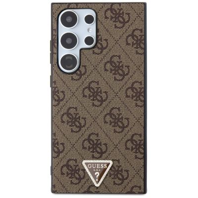 3. Guess Grip Stand 4G Triangle Strass Case für Samsung Galaxy S24 Ultra - Braun
