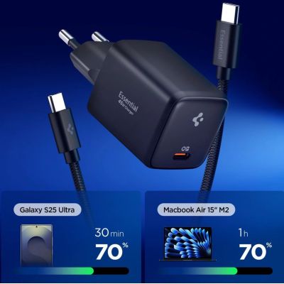 2. Spigen EE451EU Essential USB-C 45W Wandladegerät – Schwarz