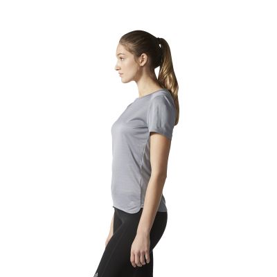 adidas Response Short Sleeve Tee Damen Laufshirt in Grau, mit der climacool Technologie für Abkühlung
