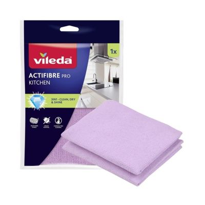 2. Vileda Ultramax Box Flachmopp mit Küchenset | 1 Paar Universalhandschuhe + 1 Stück Actifibre Pro Küchentuch.