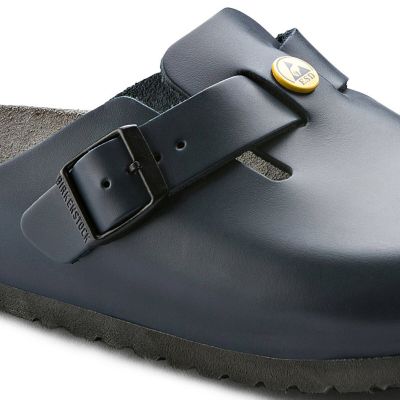 2. Birkenstock Boston ESD Blue Damen Clogs Naturleder schmale Hausschuhe (0061388)