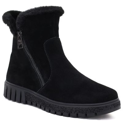 Gefütterte schwarze Damen-Lederstiefeletten Vinceza 133126