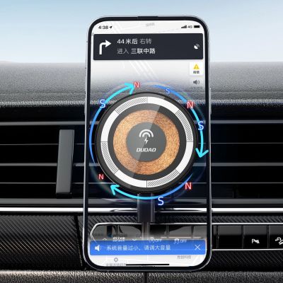 16. Magnetischer Halter mit MagSafe-Induktionsladegerät für Cockpit/Lüftung 15W Dudao F12MAX+ - schwarz