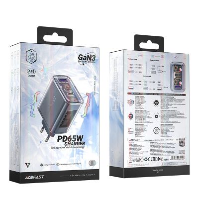 5. Acefast Ladegerät GaN 65W 3 Ports (1xUSB, 2xUSB C) grau (A45)