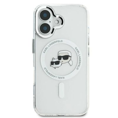 3. Karl Lagerfeld IML Metal Karl&Choupette Head MagSafe Hülle für iPhone 16 Plus - Weiß