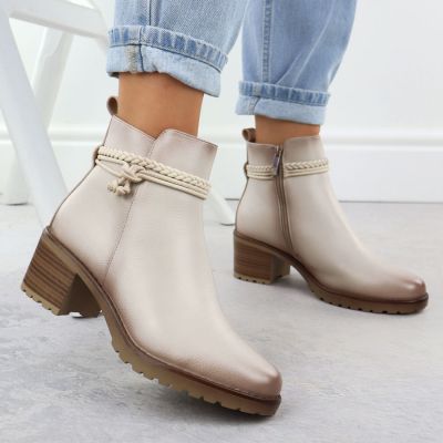 7. Beige gefütterte Damen-Ankle-Boots Potocki Z25-SZ12690