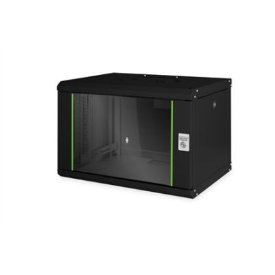 10. Digitus Unique 19" 7U Wand-Netzwerkschrank 600x450 mm, Glastür, schwarz, ungeteilt, montiert, 100 kg