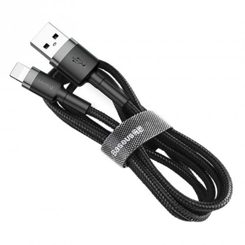 BASEUS Lightning USB-Kabel 2,4 A 1 m Grau-Schwarz