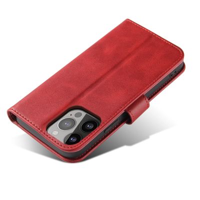 5. Brieftaschen-Hülle mit Ständer für iPhone 15 Pro Max Magnethülle – Rot