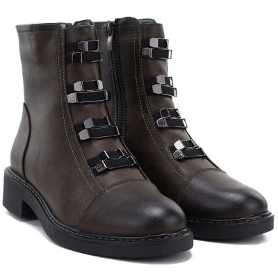 4. Damen-Winterstiefeletten mit Blockabsatz, dunkelbraun, M.Daszyński SA252-16 SA252-1