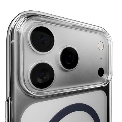 5. Puro Lite Mag TPU+PC Hülle kompatibel mit MagSafe für iPhone 17 Pro Max - Transparent mit blauem Ring