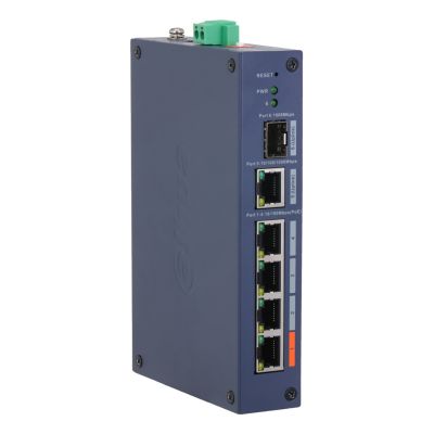 5. Dahua Technology CHS4106-4ET-60 Managed L2 Fast Ethernet (10/100) Netzwerk-Switch mit PoE-Unterstützung, Desktop-Farbe, Blau