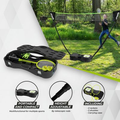 50. VIRTUFIT 2-IN-1 TRAGBARES BADMINTON- UND TENNISSET - INKLUSIVE TASCHE UND SCHLÄGER