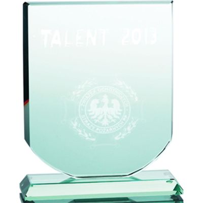 6. 3D-gravierte Glastrophäe mit Vitrine