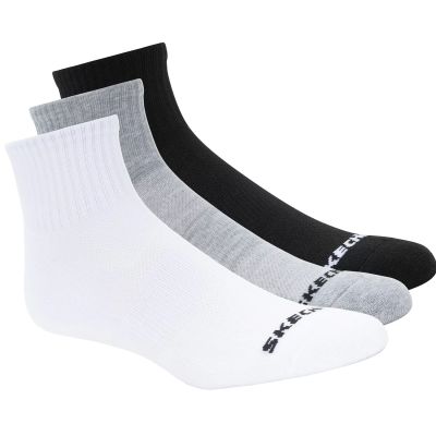 3. Skechers 3PPK Qtr Crew Socken S114235-BKWG Weiß 43-46