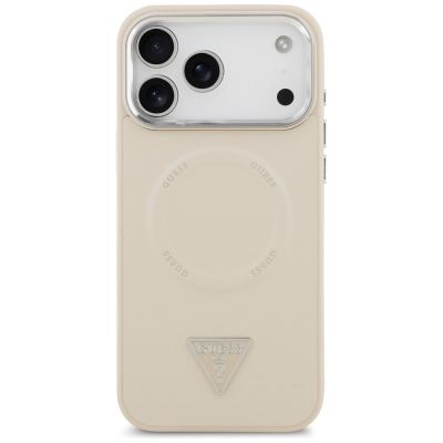 3. Guess MagSafe-Hülle mit Dreieckslogo für iPhone 17 Pro – Beige