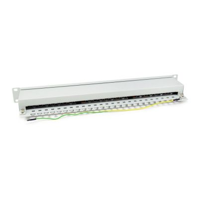 4. Ausstattung 19" Patchpanel 24xRJ45 Cat6 FTP 1U 250MHz RAL7035
