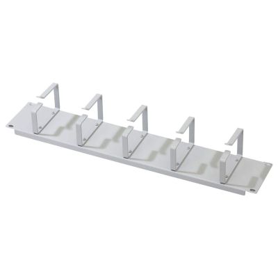 2. 19" 2U Kabelorganizer, 5x Stahlhalterungen, 85x60 mm, grau