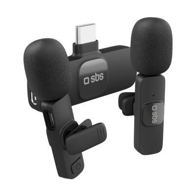 SBS Lavalier-Mikrofone mit USB-C-Empfänger, 2 Stück – Schwarz