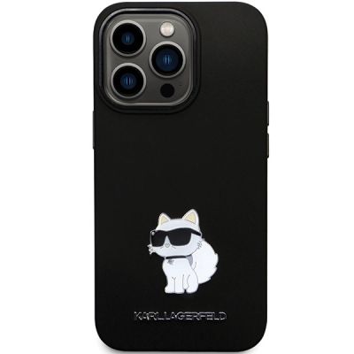 3. Karl Lagerfeld KLHCP13LSMHCNPK Hülle für iPhone 13 Pro / 13 – schwarzer Silikon-C-Metallstift