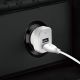4. Dudao Car Kit Ladegerät 2x USB 2.4A + Kabel USB 3in1 Lightning / Type C / Micro USB Kabel weiß (R7 weiß)