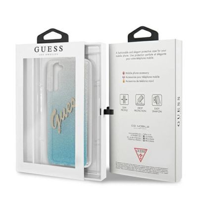 8. Guess GUHCS21MPCUGLSBL S21+ G996 blau/blaues Hardcase Glitter Gradient Script