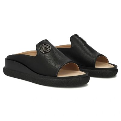 4. Schwarze Keilsandalen aus Leder für Damen, Filippo DK7758