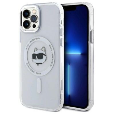 Karl Lagerfeld IML Metal Choupette Head MagSafe iPhone 12 Hülle - Weiß