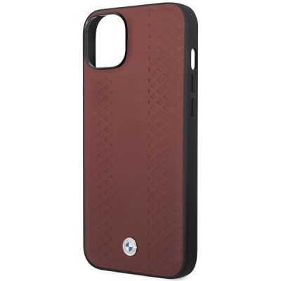 6. Hülle BMW BMHCP14S22RFGR iPhone 14 6.1" Burgund/Burgund Leder Rautenmuster