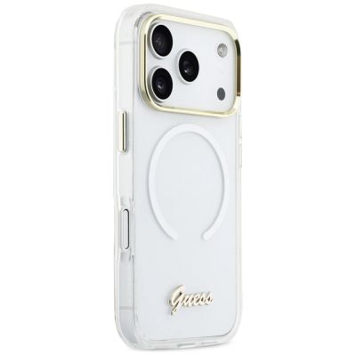 4. Guess IML Gradient Script Metal MagSafe Hülle für iPhone 17 Pro Max – Weiß