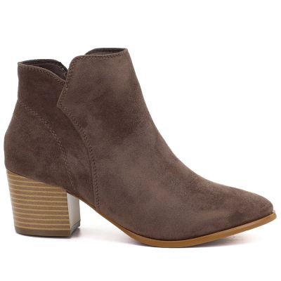 2. Damen-Stiefeletten mit Absatz aus braunem Veloursleder M.Daszyński MR2624-1