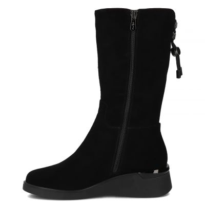 2. Schwarze Damen-Keilstiefeletten aus Leder, Filippo DBT7210