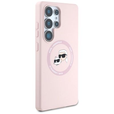 4. Karl Lagerfeld Silikon Double Heads And Circle MagSafe Samsung Galaxy S25 Ultra Hülle rosa