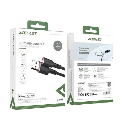 5. Acefast Kabel MFI USB - Lightning 1,2m, 2,4A schwarz (C2-02 schwarz)