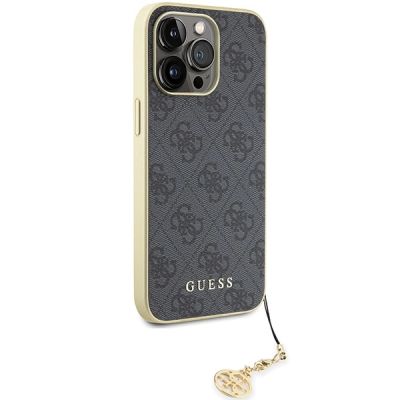 4. Guess 4G Charms Collection Hülle für iPhone 15 Pro Max – Grau